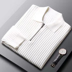 Heren merino polotrui met rits