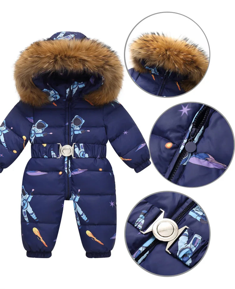 Gevoerd, winterpak met capuchon en riem