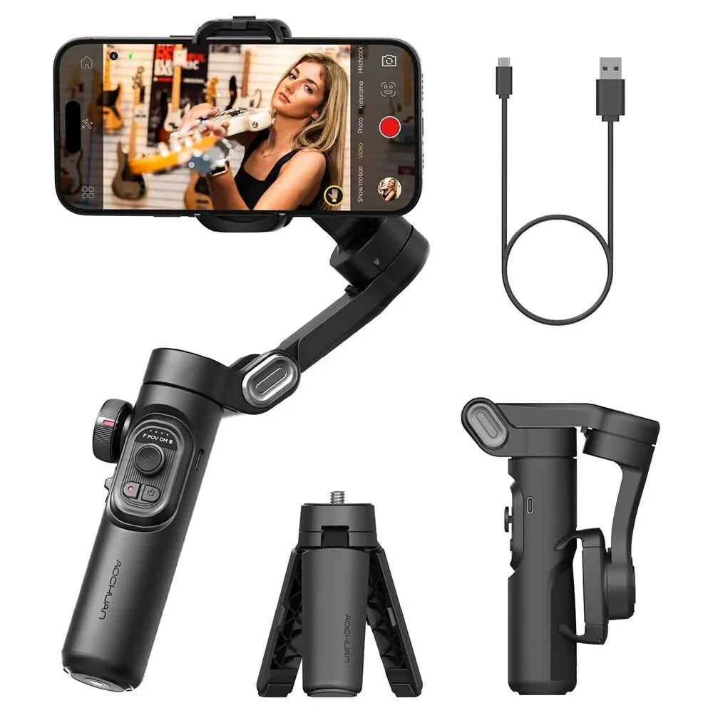 3-Assige smartphone gimbal stabilizer met AI tracking & gezichtsdetectie