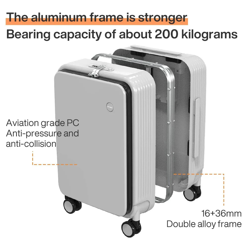 Aluminium frame hardshell koffer met USB-Poort