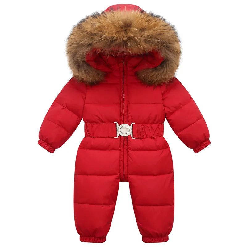 Gevoerd, winterpak met capuchon en riem