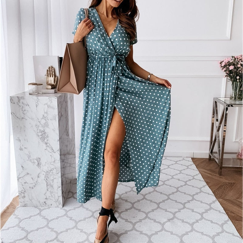Jurk met split en V-hals VeeDress