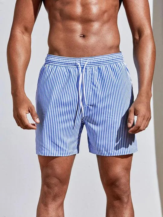 Gestreepte zwemshort met elastische tailleband en trekkoord