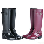 Hoge dames regenlaarzen met gespen & blokhak