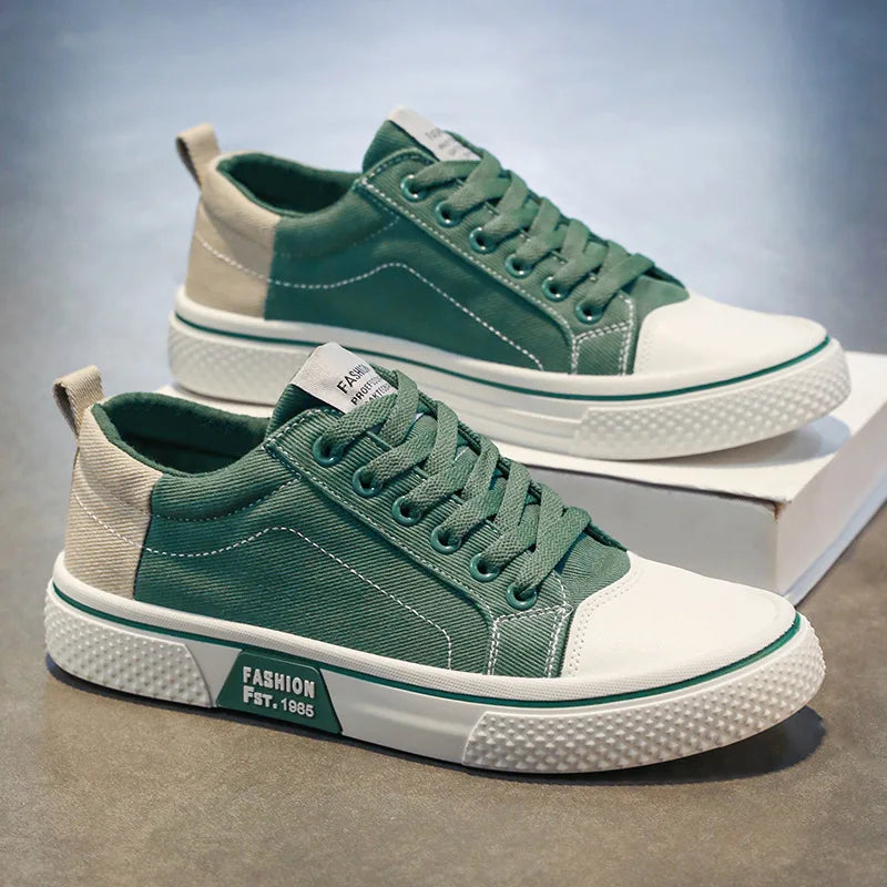 Lage herensneakers van canvas met veters