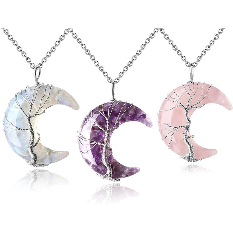 Ketting met kristallen maanhanger