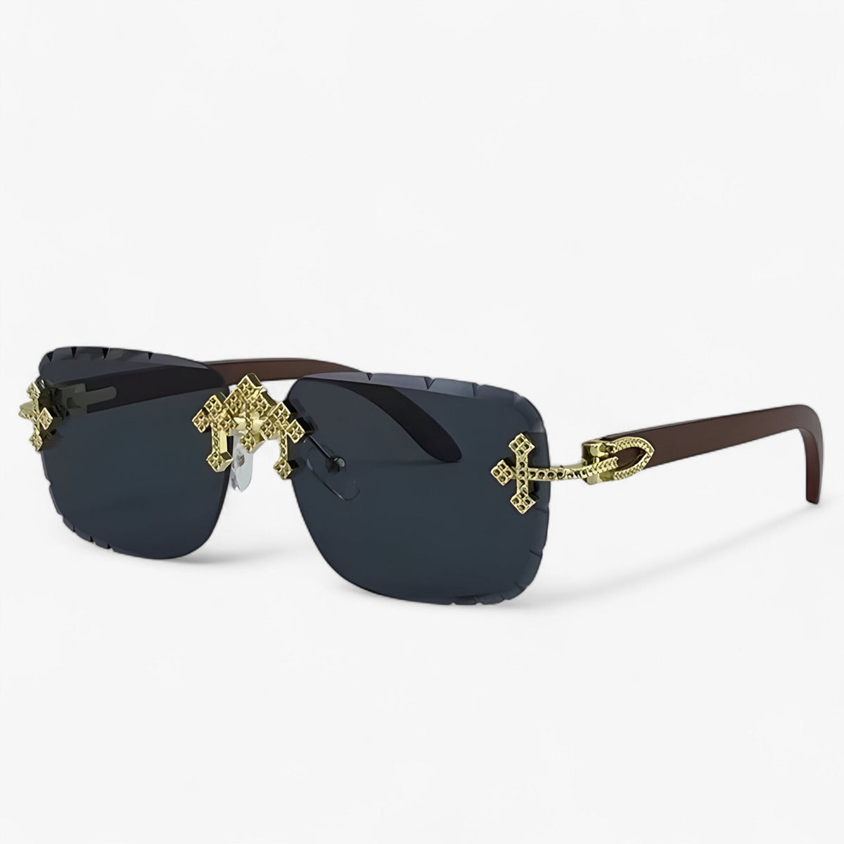 Randloze steampunk zonnebril met metalen accenten