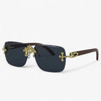 Randloze steampunk zonnebril met metalen accenten