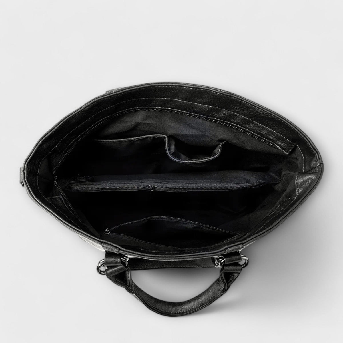 Ruime leren shopper met afneembare draagriem
