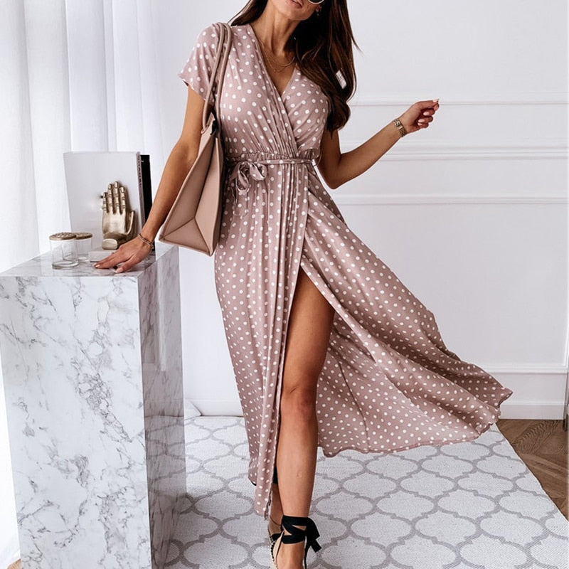 Jurk met split en V-hals VeeDress