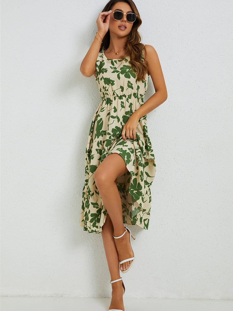 Zomerse midi-jurk met bloemenprint