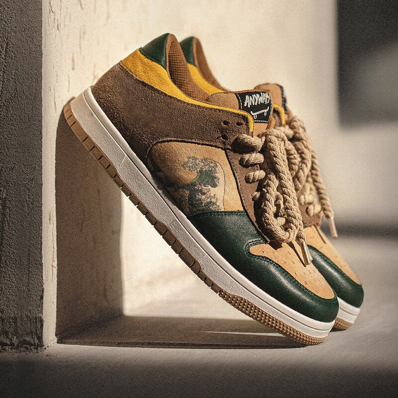 Kunstenaar uniseks plateau-sneakers met golvenmotief