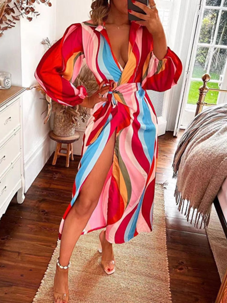 Ibiza wikkeljurk met split – Chess colored jurk