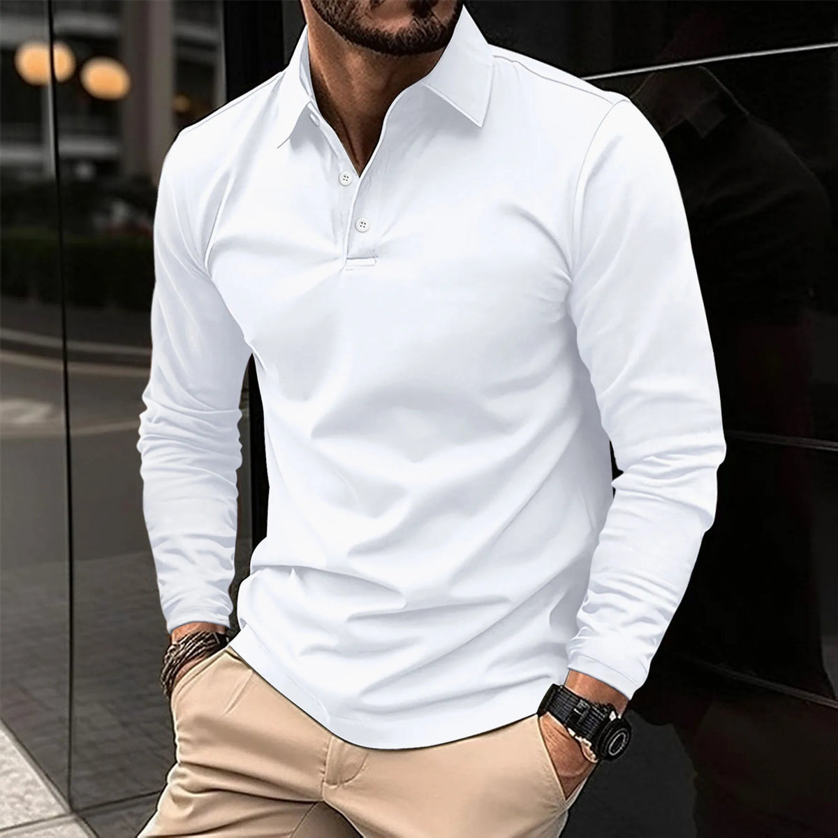 Slim-fit poloshirt met lange mouwen