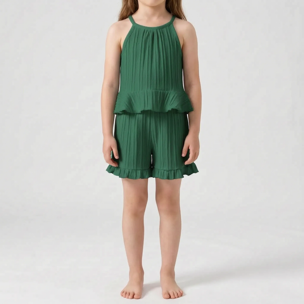 Set met mouwloze top en korte broek met ruches