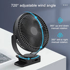 Draagbare USB oplaadbare ventilator met 10000mAh batterij & klem