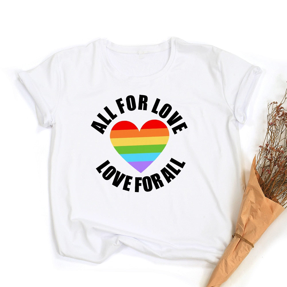 LGBT trots retro zomertop – Peace love equality regenboog grafische T-Shirt