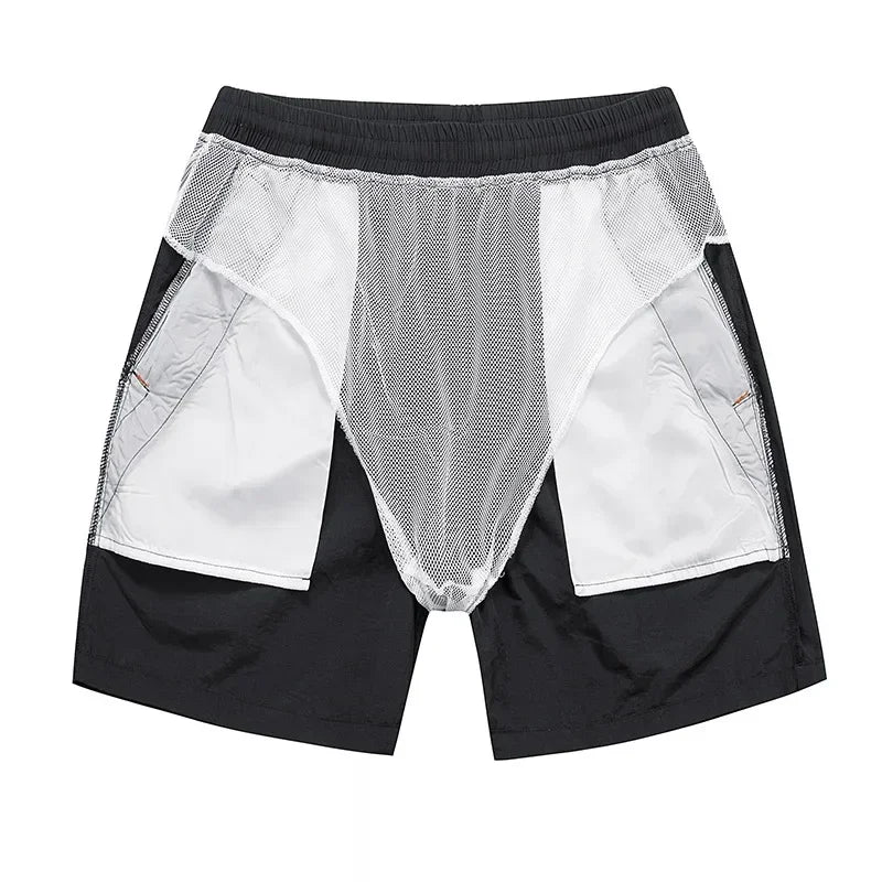 Heren hardloopshorts met mesh binnenbroekje en ritszakken