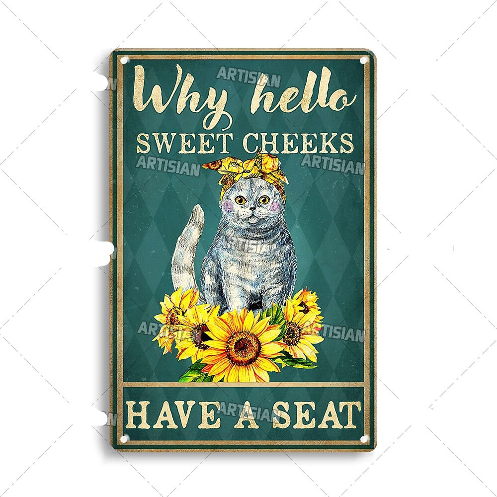 Vintage cat – metalen poster