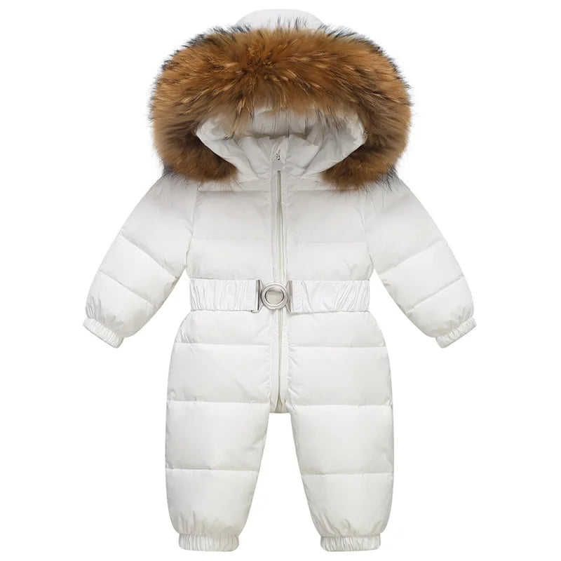 Gevoerd, winterpak met capuchon en riem