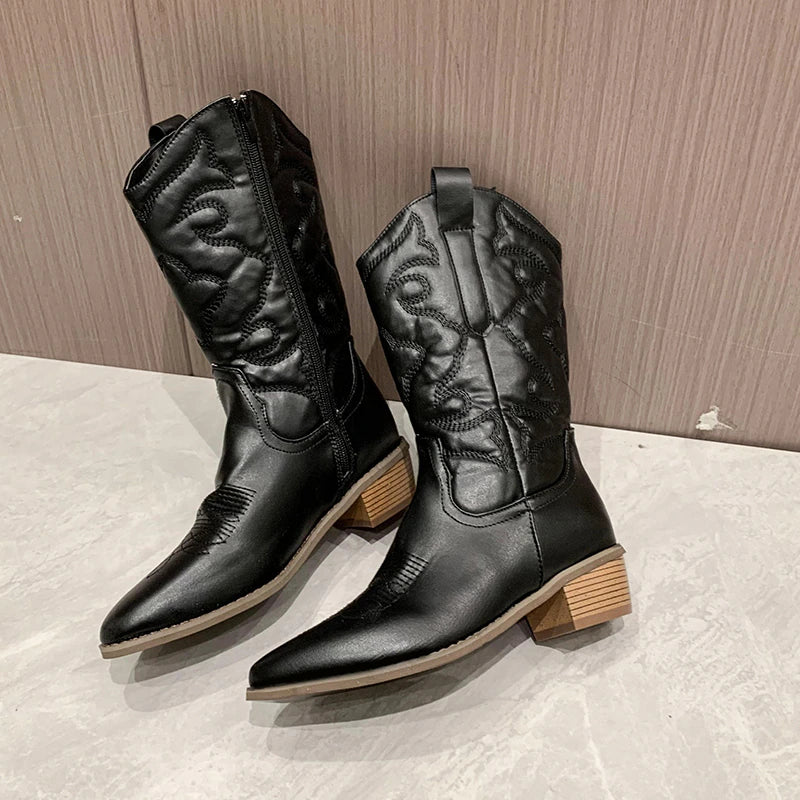 Retro western cowboy dameslaarzen