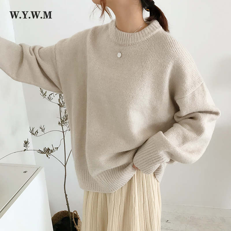 Oversized acryl damestrui WYWM met ronde hals