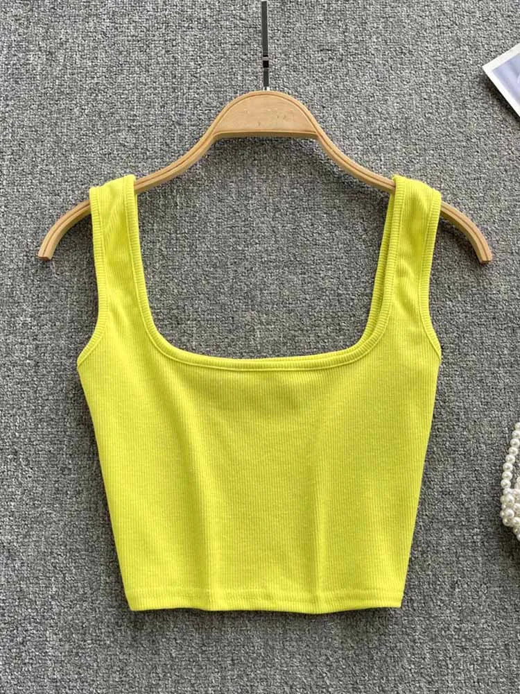 Rugloze cropped tanktop in effen kleur