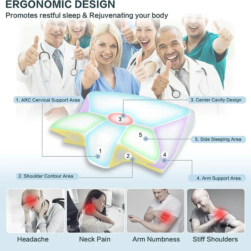 2-in-1 geheugenfoam nekpillow met ergonomisch contourontwerp