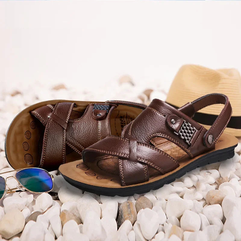 Ademend leren heren sandalen
