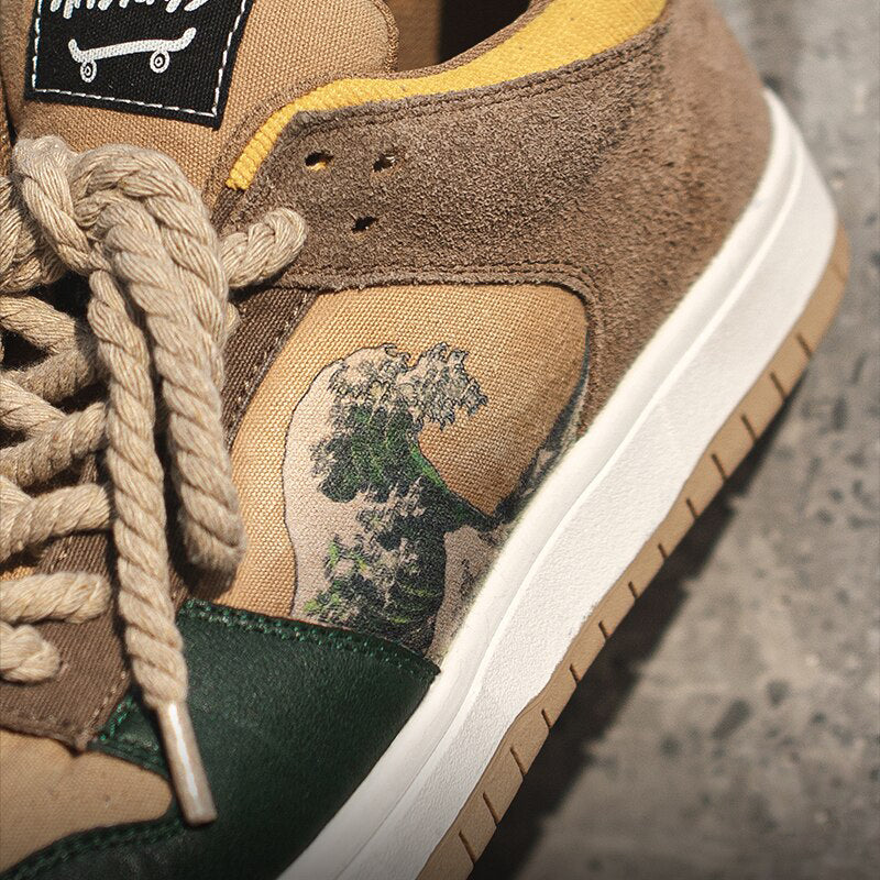 Kunstenaar uniseks plateau-sneakers met golvenmotief