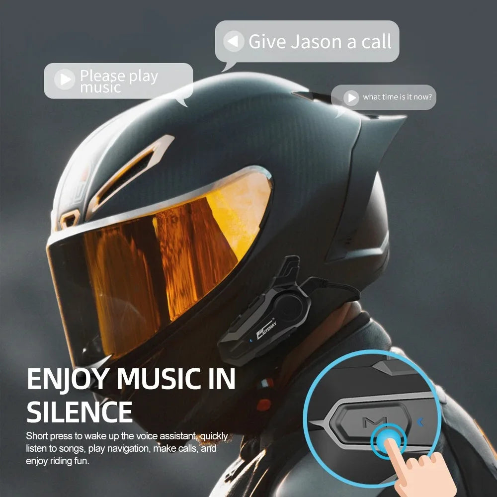 Bluetooth motorhelm intercom headset met 1000m bereik