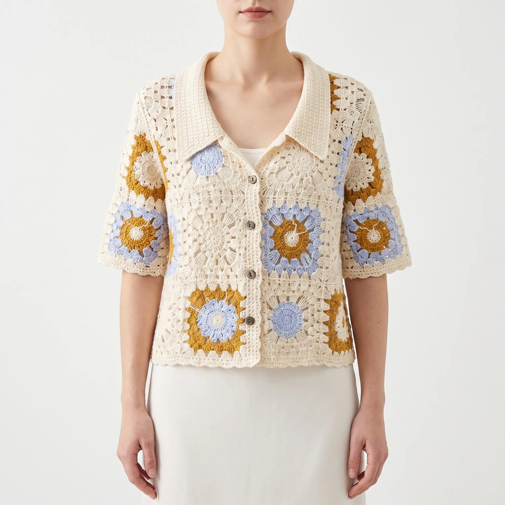 Gehaakte cardigan met korte mouwen