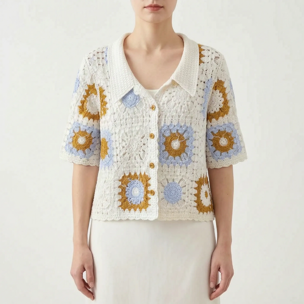 Gehaakte cardigan met korte mouwen