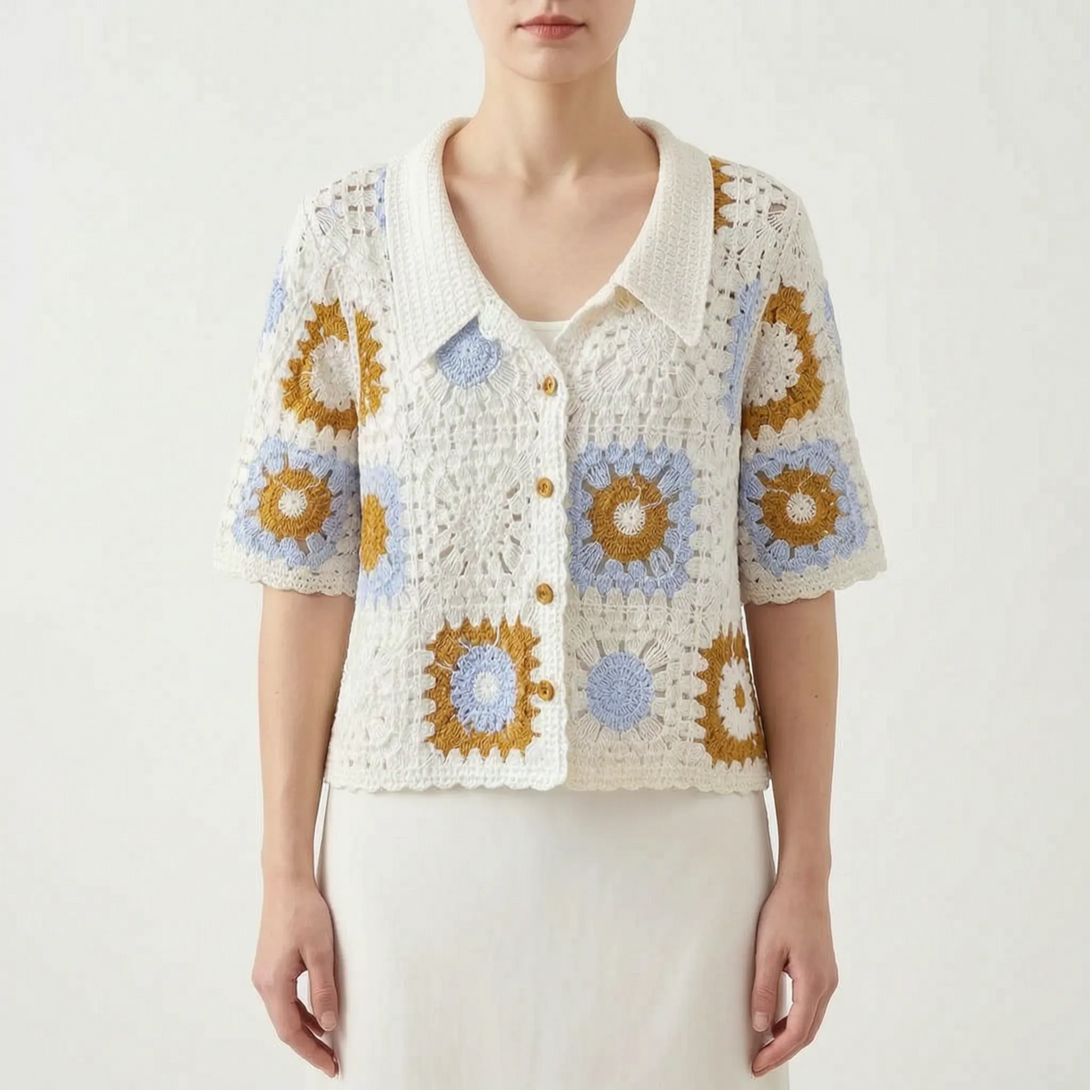 Gehaakte cardigan met korte mouwen
