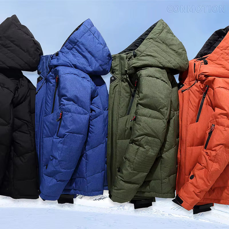 Korte gewatteerde winterjas met capuchon