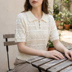 Gebreide blouse met korte mouwen