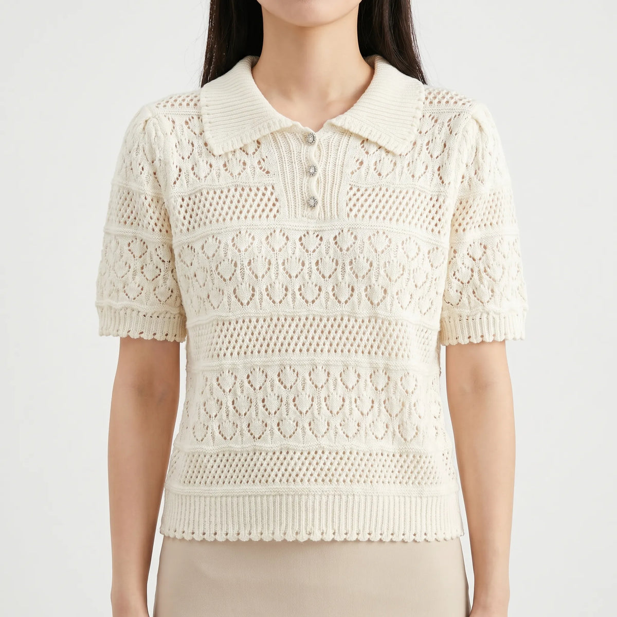Gebreide blouse met korte mouwen