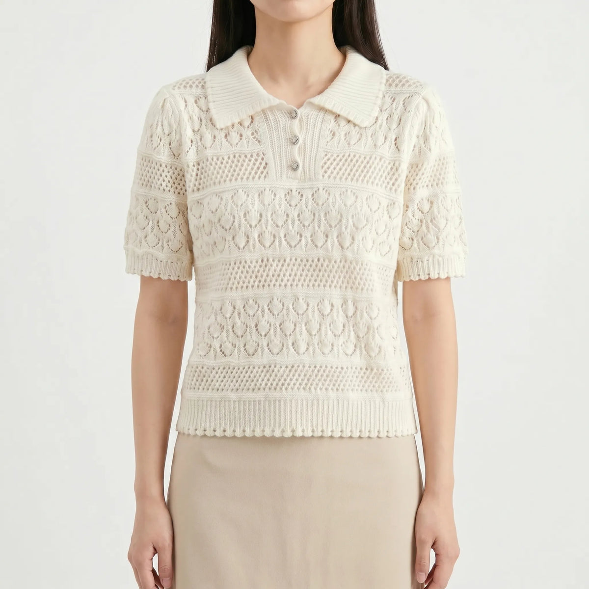 Gebreide blouse met korte mouwen