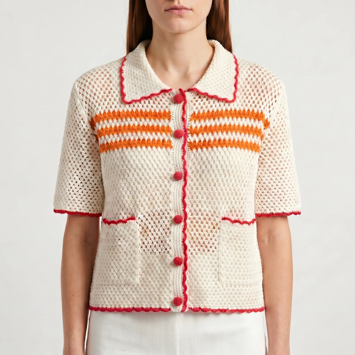 Gebreid vest met korte mouwen