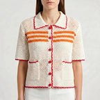 Gebreid vest met korte mouwen