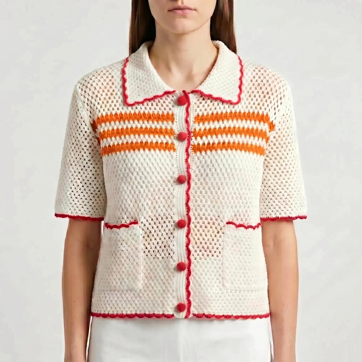 Gebreid vest met korte mouwen