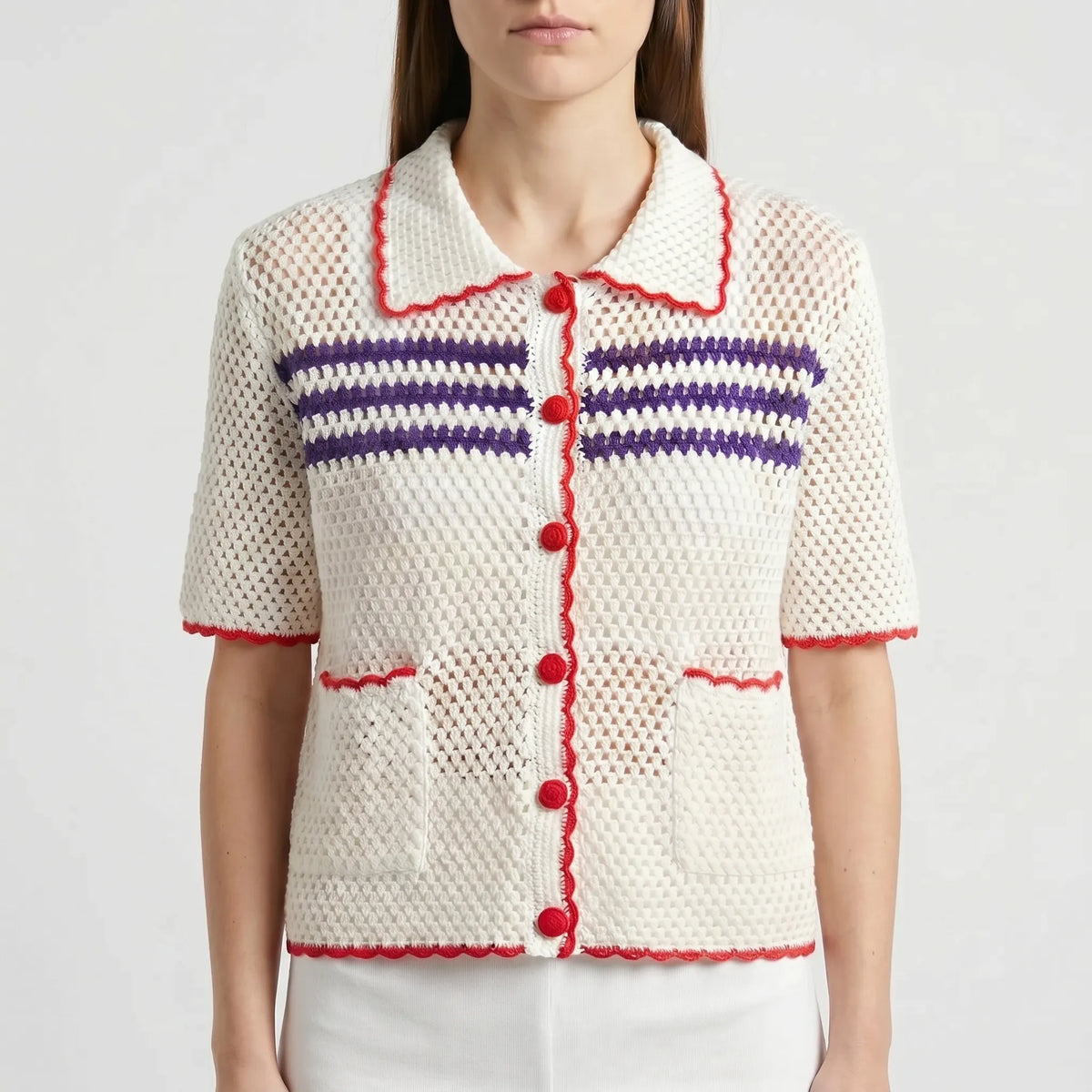 Gebreid vest met korte mouwen