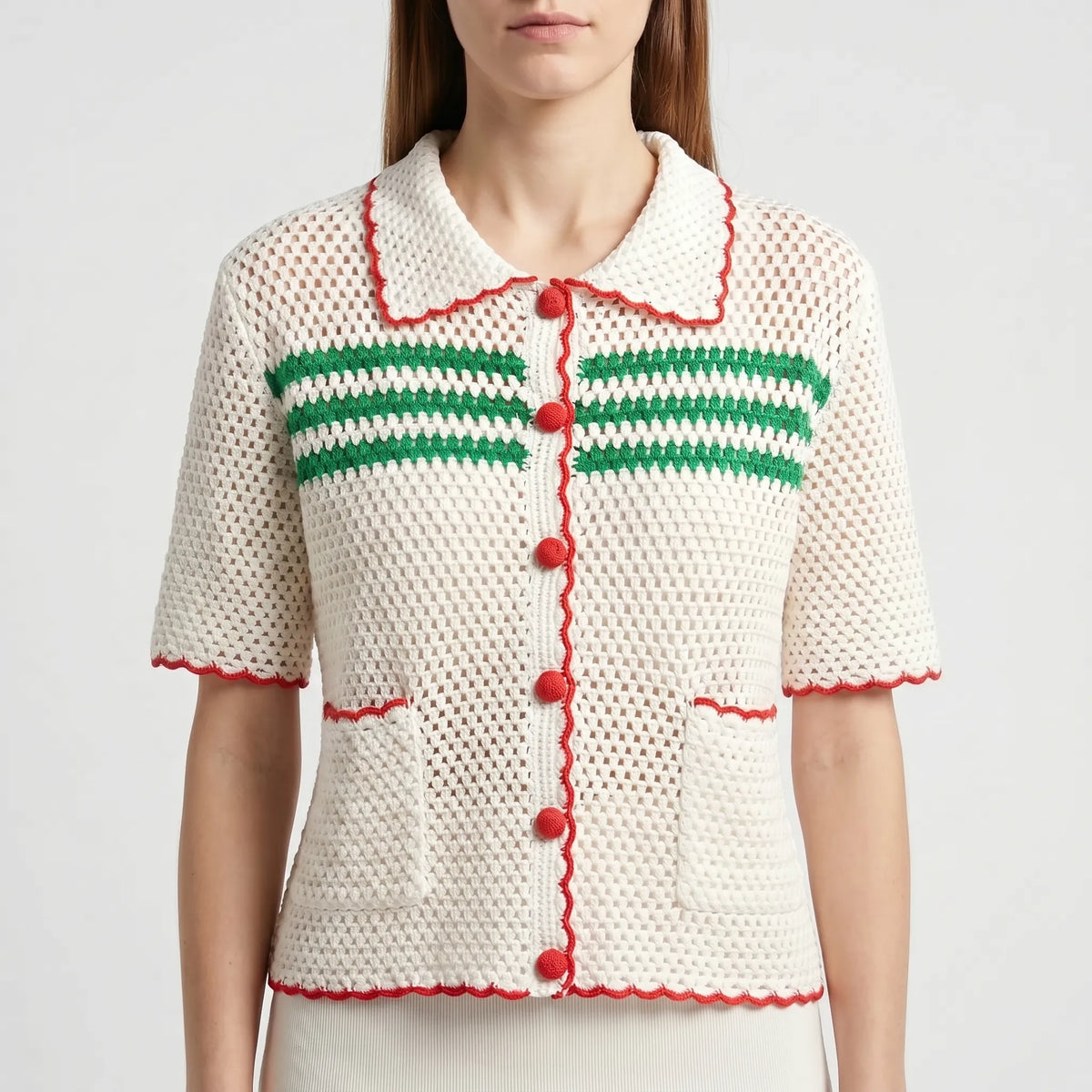 Gebreid vest met korte mouwen