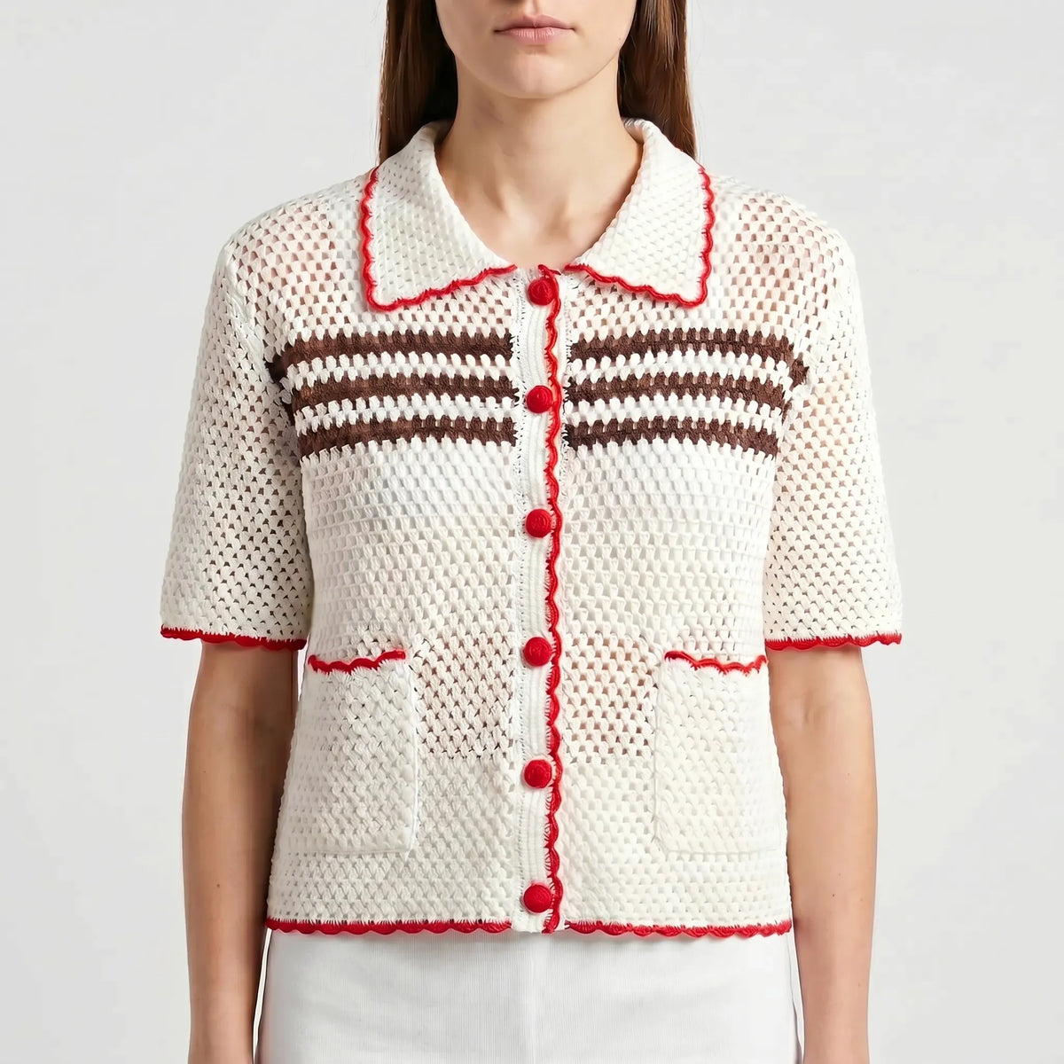Gebreid vest met korte mouwen