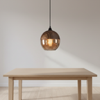 Scandinavische houten glazen hanglamp