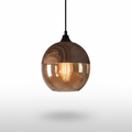 Scandinavische houten glazen hanglamp