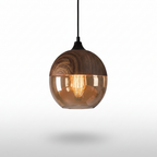 Scandinavische houten glazen hanglamp