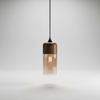 Scandinavische houten glazen hanglamp