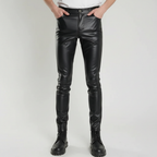 Skinny fit leren broek