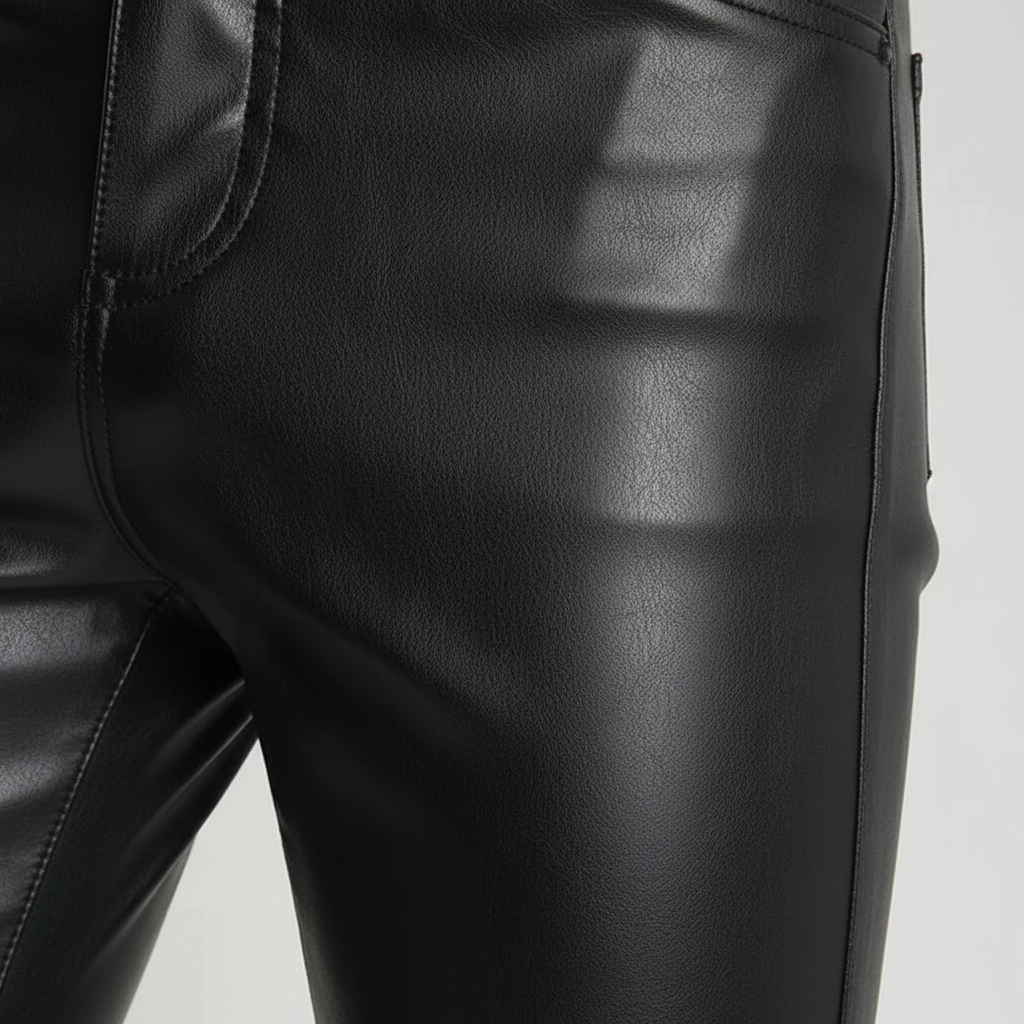 Skinny fit leren broek